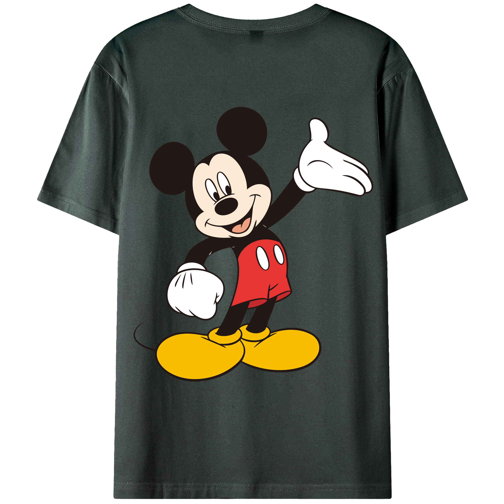 ミッキーマウス Mickey Mouse 綿100％ メンズ半袖Tシャツ（バックプリント） 通気性